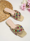 Rhinestone Refresh: Lychee Green Chunky Heel Slide Sandals