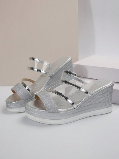 Stylishly Sparkling: Plus Size Open-Toe Wedge Sandals for Summer