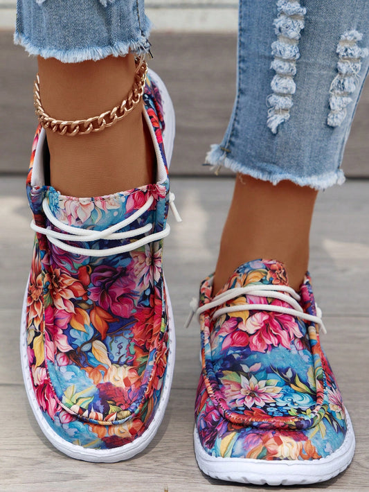 These Floral Print Canvas Sneakers offer both style and comfort, making them the perfect choice for any fashion-forward individual. Crafted with high-quality canvas, these sneakers are easy to wear and provide all-day comfort. The colorful floral print adds a touch of personality and fun to any outfit.