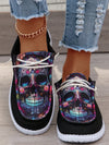 Black Skull Halloween Canvas Slip-On Shoes: Lightweight, Non-Slip, and Easy to Wear