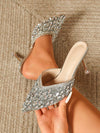 Rhinestone Chain Closed Toe High Heel Shoes: Perfect for Daily Wear and Parties