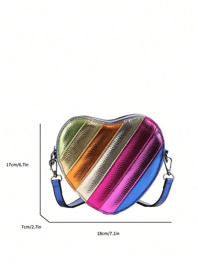 Rainbow Striped Heart Crossbody Bag: A Mini Must-have for Kids!