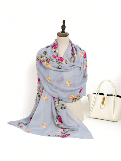 Chic Embroidered Sunscreen Scarf: Perfect for Daily Wear and Work Styles