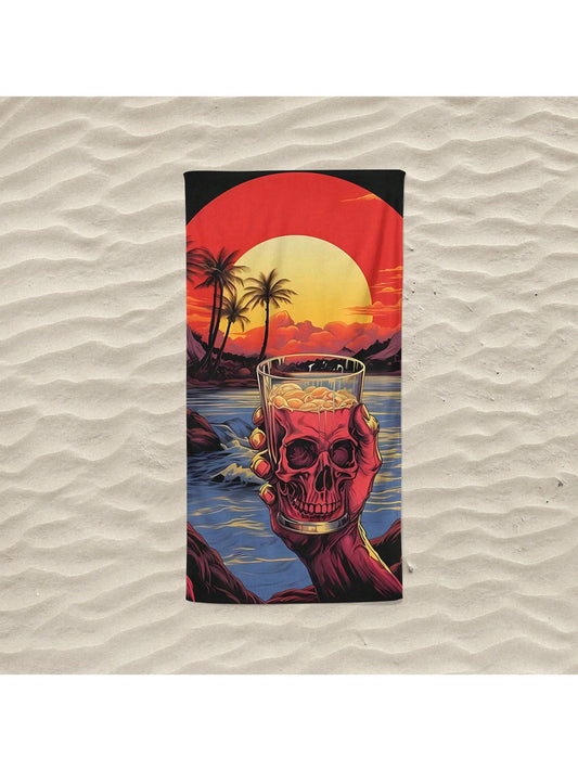 This skull patterned beach towel will not only keep you dry, but also add a touch of style to your beach day. Made with high-quality materials, it's perfect for lounging in the sun. Stay comfortable and on-trend with this must-have accessory.