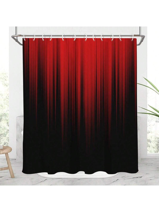 Colorful Ombre Waterproof Shower Curtain: Vibrant Bathroom Decor 180x180cm - Red