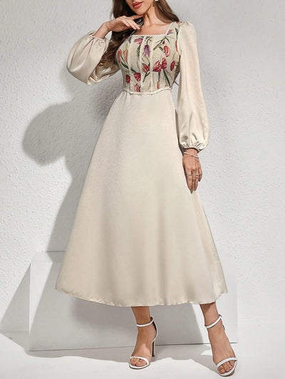 Chic and Stylish: Floral Printed Square Neck Puff Sleeve Bubble Hem Dress