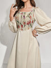 Chic and Stylish: Floral Printed Square Neck Puff Sleeve Bubble Hem Dress