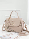 Chic Floral Embroidered Crossbody Bag - Minimalist Handbag with Turn Lock Design