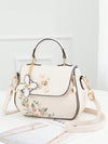 Chic Floral Embroidered Crossbody Bag - Minimalist Handbag with Turn Lock Design