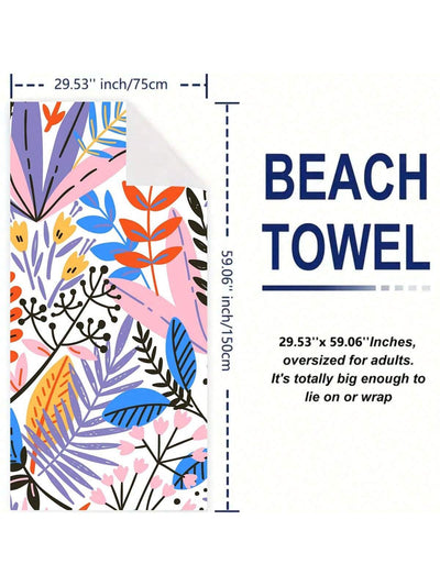 Red Flower Pattern: Oversized Beach Towel - Summer Essential for Kids, Men, Women, Girls, Boys - Highly Absorbent Microfiber Towel - Windproof, Sunscreen - Perfect for Travel, Camping, Holiday Gift