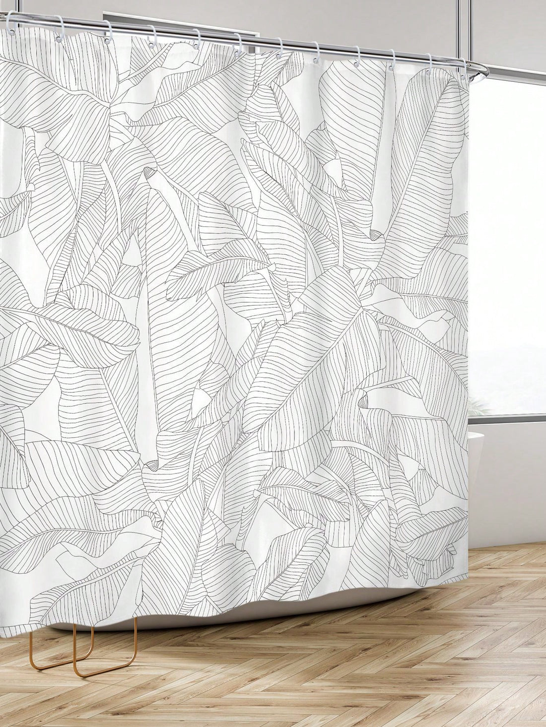 Transform your bathroom into a tranquil oasis with our Simple Artistic Summer Palm Leaves Black and White Striped Shower Curtain Set. This set boasts a modern artistic design, featuring palm leaves against a black and white striped background. Crafted with high-quality materials for durability, it's the perfect addition to elevate your bathroom decor.