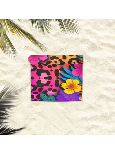 Leopard Flower Paradise: Microfiber Printed Beach Towel for Unisex