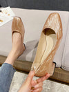 Chic Gradient Water Ripple Fabric Thick Heel Shoes: Elevate Your Professional Style