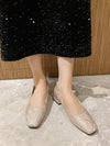 Chic Gradient Water Ripple Fabric Thick Heel Shoes: Elevate Your Professional Style