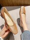 Chic Gradient Water Ripple Fabric Thick Heel Shoes: Elevate Your Professional Style