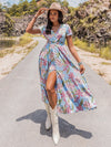 Colorful Floral Printed High-Waisted Slit Dress: The Perfect Spring Look