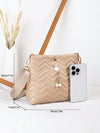 Chic Faux Pearl Crossbody Bag with Adjustable Strap & Stylish Car Stitching