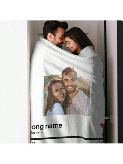 Custom Photo Blanket with Music Code: Personalized Gift for Couples