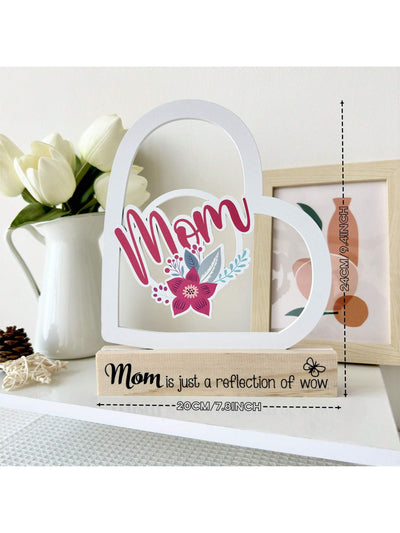 Happy Mother's Day Wooden Centerpiece: Handcrafted Table Decoration and Gift for Mom