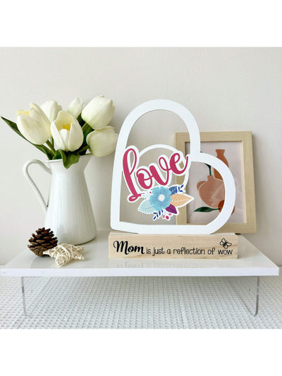 Happy Mother's Day Wooden Centerpiece: Handcrafted Table Decoration and Gift for Mom