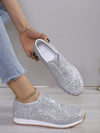 Sparkle and Shine: Women's Plus Size Glitter Slip-On Athletic Sneakers