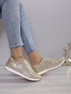 Sparkle and Shine: Women's Plus Size Glitter Slip-On Athletic Sneakers