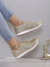 Sparkle and Shine: Women's Plus Size Glitter Slip-On Athletic Sneakers