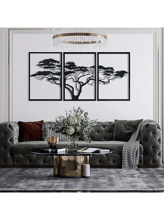 Enhance your living space with the Tree of Life Metal Wall Art Decor Set. Featuring a stylish black frame design, this piece adds a touch of elegance to any room. Crafted with quality metal materials, it is durable and long-lasting. Elevate your home decor with this beautiful and unique wall art set.