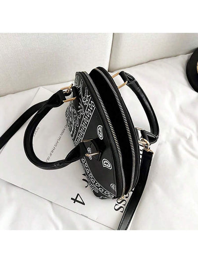 Cool Girl Chic: Cashew Flower Decor Handbag - A Stylish Waterproof PU Shoulder Bag for Women
