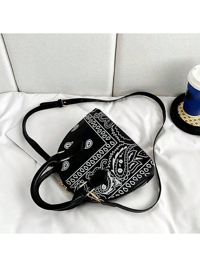 Cool Girl Chic: Cashew Flower Decor Handbag - A Stylish Waterproof PU Shoulder Bag for Women