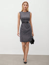 Chic Striped Sleeveless Work Dress for Effortless Office Elegance