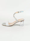 Shine Bright in Silver: Crystal Rhinestone Chunky Heel Sandals for Parties