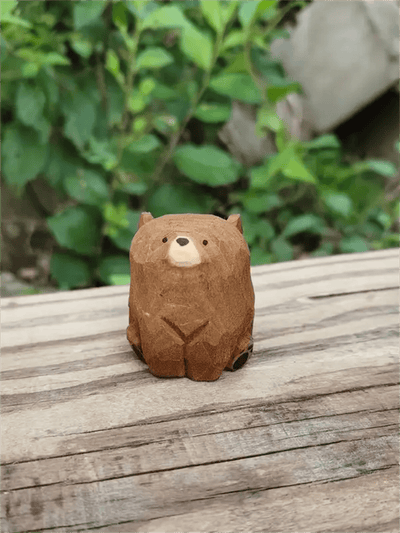 Adorable Hand-Carved Wooden Bear Tabletop Decoration Gift Set: Perfect for Home Decor