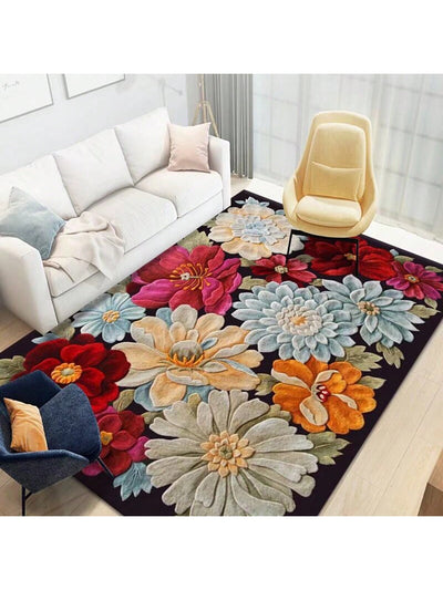 Vibrant Colorful Flower Pattern Rug: Perfect for All Seasons Indoor and Outdoor Use