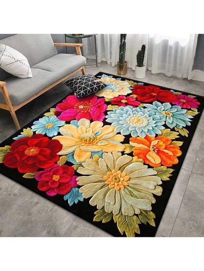 This indoor and outdoor rug features a vibrant and colorful flower pattern that is perfect for any season. With its durable design, it can enhance the aesthetic of any space while providing functionality. Add a touch of beauty to your home or outdoor area with this versatile rug.