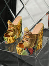 Snake Print Color Block Platform Sandal - Elevate Your Style with Super High Heel