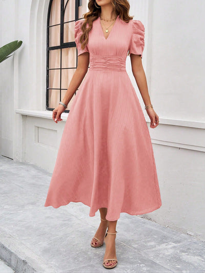 Flirty and Feminine: Women's Puff Sleeve Waist-Cinched Dress