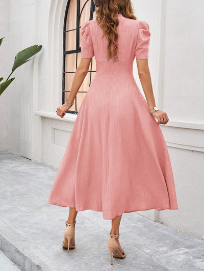 Flirty and Feminine: Women's Puff Sleeve Waist-Cinched Dress