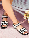 Plaid Perfection: Summer Women's Comfortable Flat Sandals with Plaid Weaved Straps and Square Toe