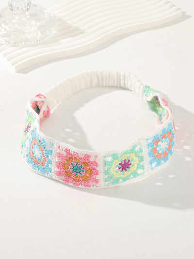 Bohemian Blossoms: Knitted Floral Hair Band for Girls