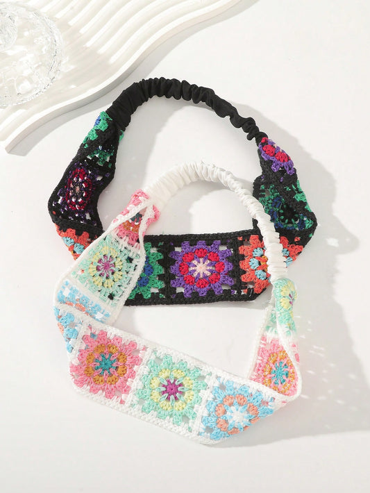 Bohemian Blossoms: Knitted Floral Hair Band for Girls