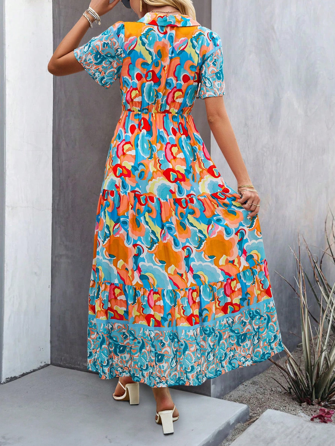 Introducing the Lovely in Lune V-Neck Dress, adorned with a stunning floral print and featuring a feminine ruffle hem. Perfect for any occasion, this dress effortlessly combines elegance and style. Make a statement with this must-have piece.