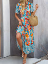 Lovely in Lune: Floral Print Ruffle Hem V-Neck Dress