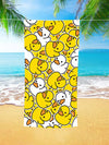 Quack-tastic Superfine Fiber Quick-Drying Beach Towel and Yoga Mat with Yellow Duck Print