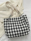 Chic Plaid Color Block Shoulder Bag - Stylish & Spacious for Everyday Use