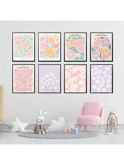 Stunning Flower Market Posters: Bring Nature Into Your Home or Office with This 8PCS Mural Art Collection