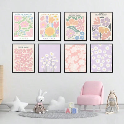 Stunning Flower Market Posters: Bring Nature Into Your Home or Office with This 8PCS Mural Art Collection