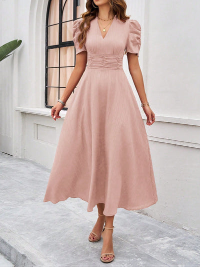 Flirty and Feminine: Women's Puff Sleeve Waist-Cinched Dress