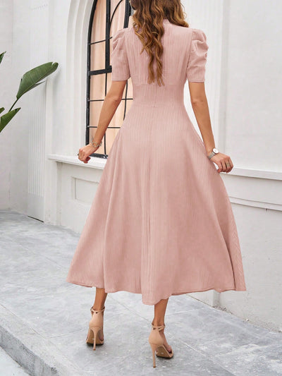 Flirty and Feminine: Women's Puff Sleeve Waist-Cinched Dress