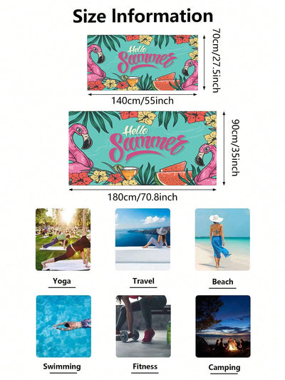 Nordic Tropical Flamingo Beach Towel: Quick-Drying, Superfine Fiber, Multi-Functional Design - Perfect for Travel, Camping, and Swimming!